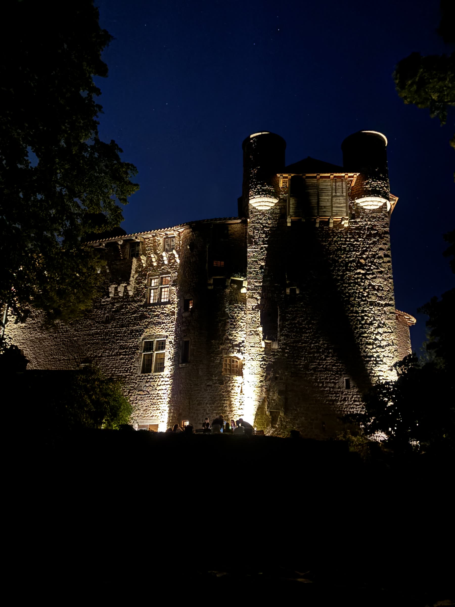 Le château et ses tours illuminés dans la nuit