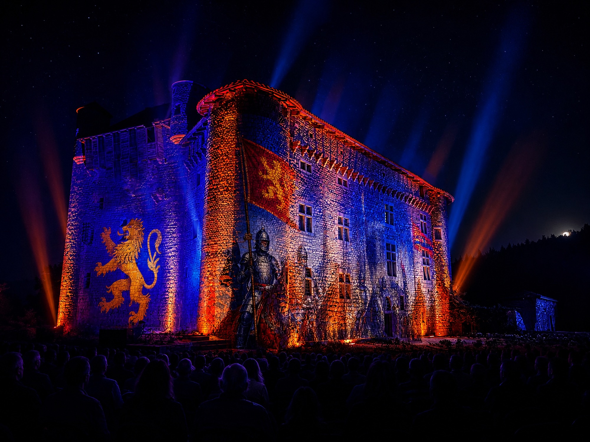 Spectacle son et lumière : le château illuminé devant le public